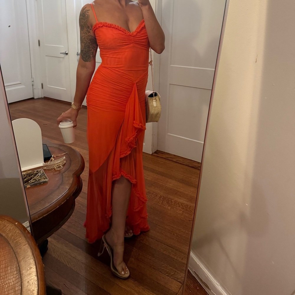 Hello Molly Vibrant Orange High Low Dress